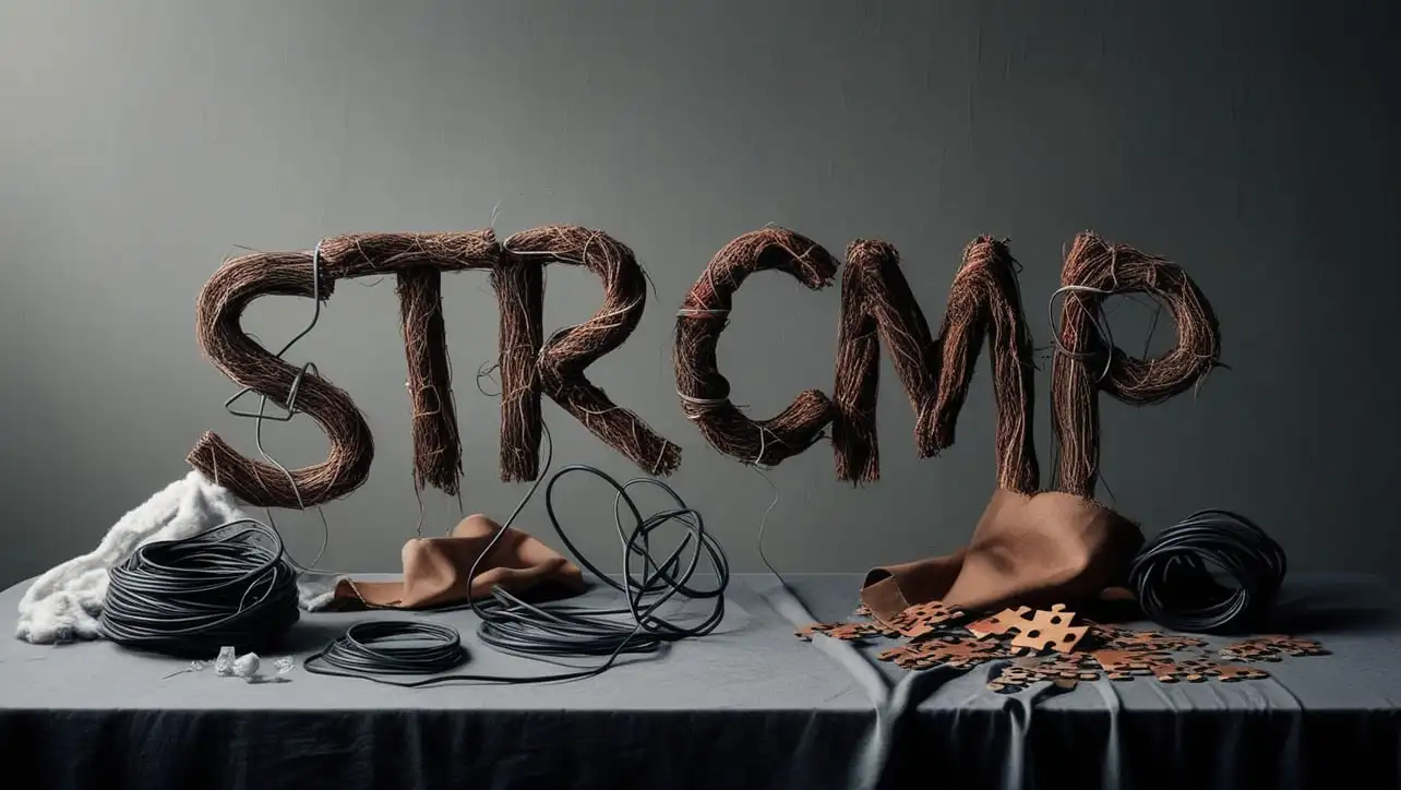 C++ strcmp() function tutorial showing lexicographic string comparison