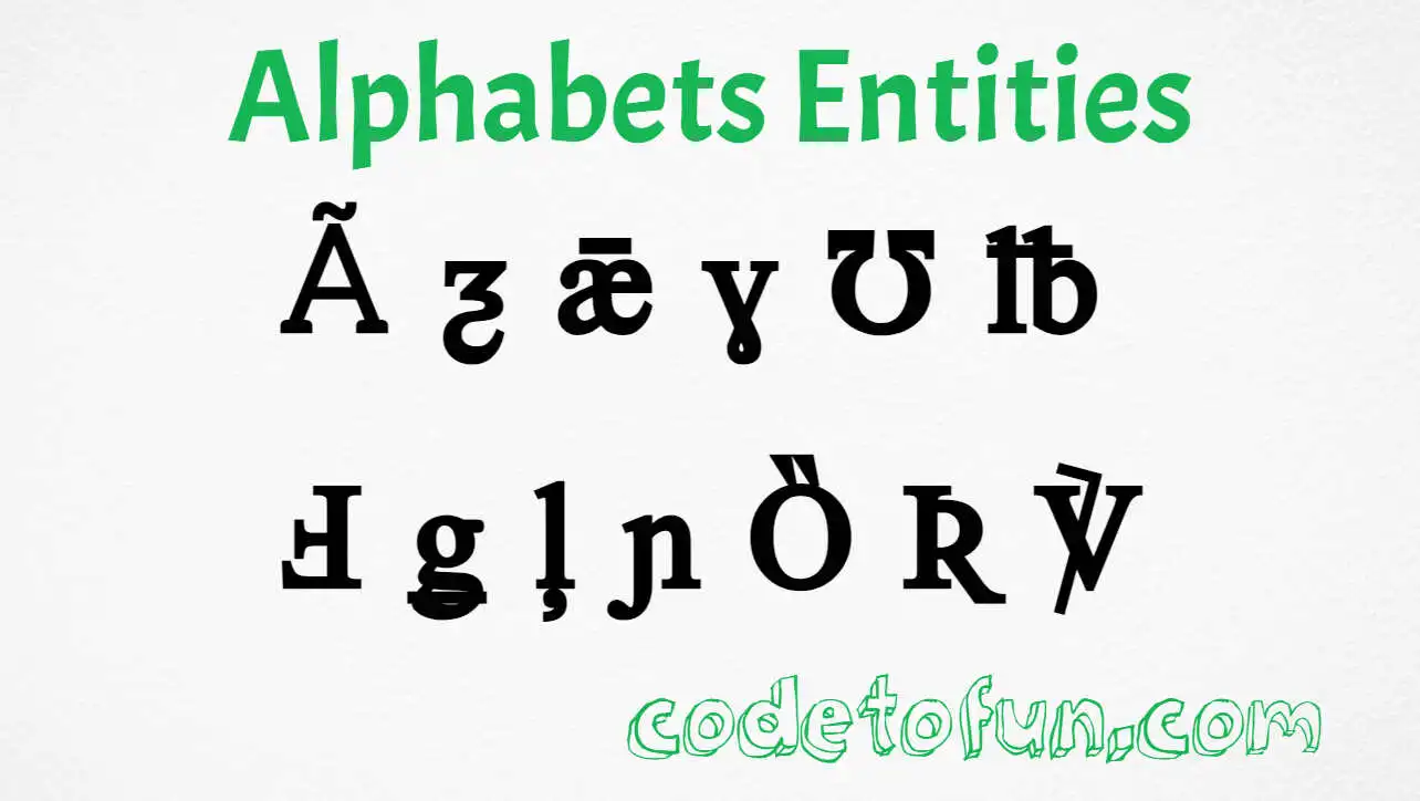 HTML Alphabet Entities