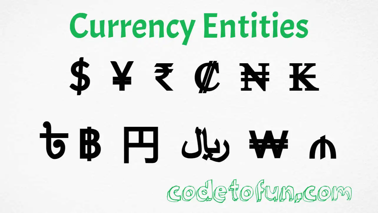 HTML Currency Entities