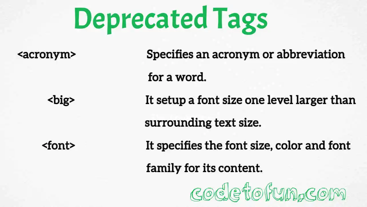 HTML Deprecated Tags