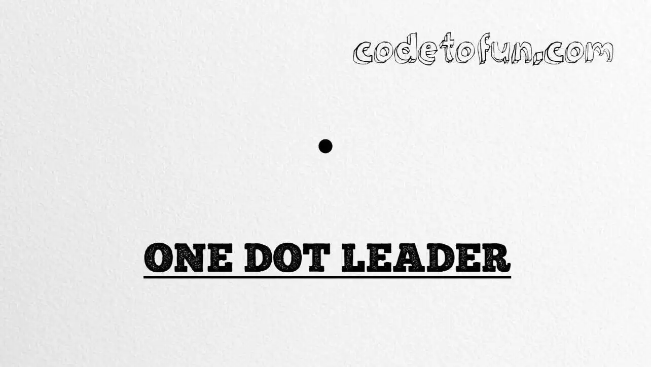 HTML Entity One Dot Leader
