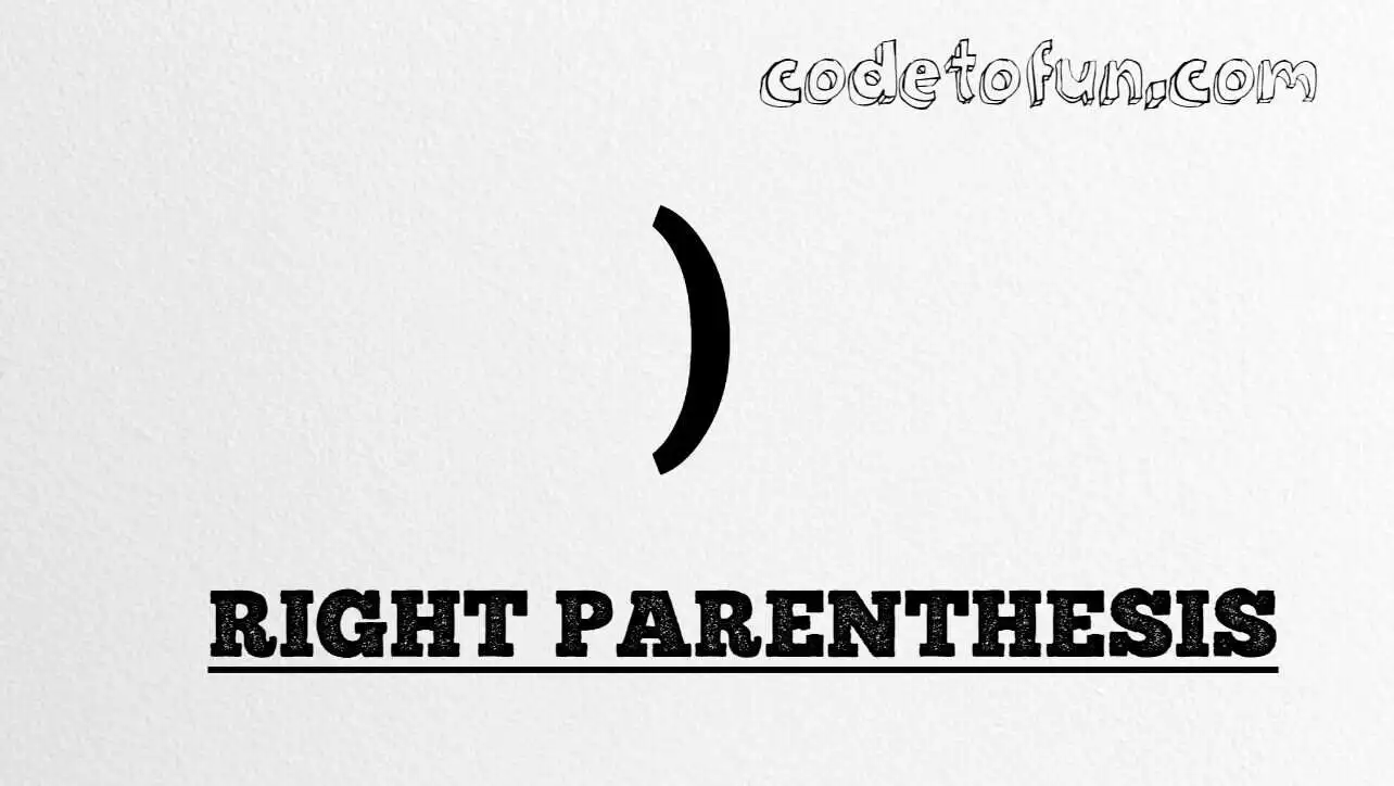 HTML Entity Right Parenthesis