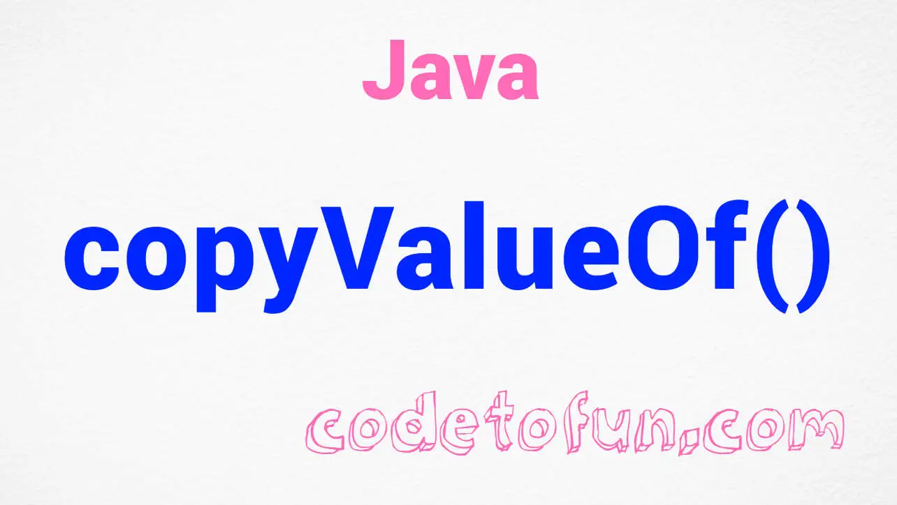 Java string copyValueOf() Method