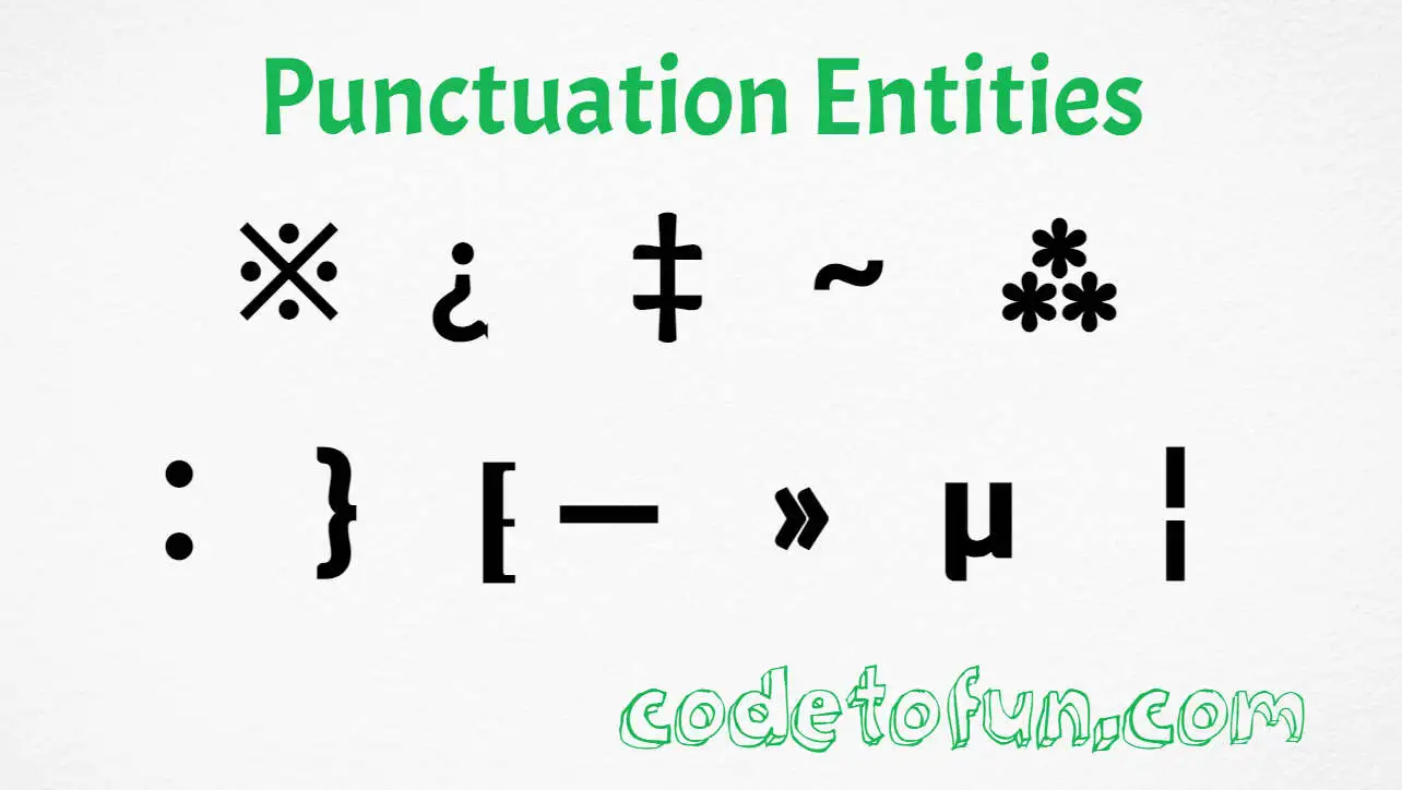 HTML Punctuation Entities